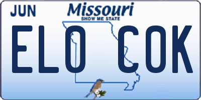 MO license plate EL0C0K