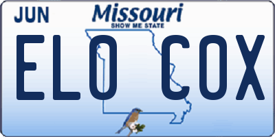 MO license plate EL0C0X