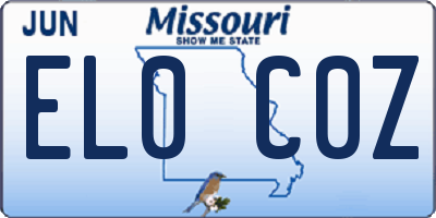MO license plate EL0C0Z