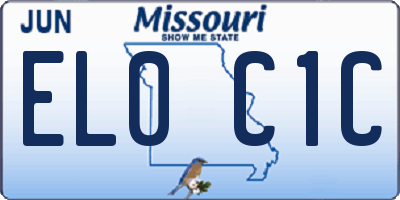 MO license plate EL0C1C