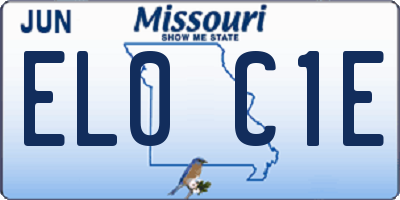 MO license plate EL0C1E