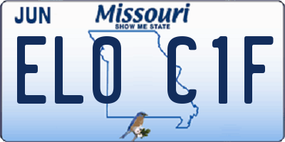 MO license plate EL0C1F