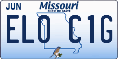 MO license plate EL0C1G