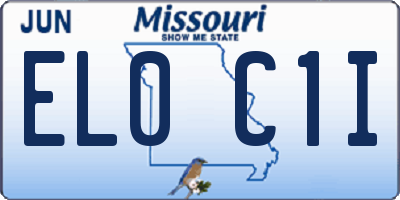 MO license plate EL0C1I