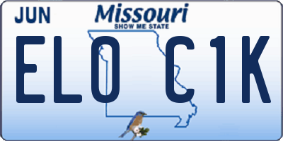 MO license plate EL0C1K