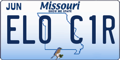 MO license plate EL0C1R