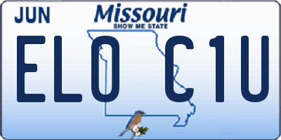 MO license plate EL0C1U