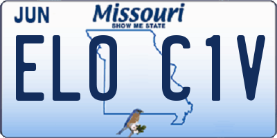 MO license plate EL0C1V