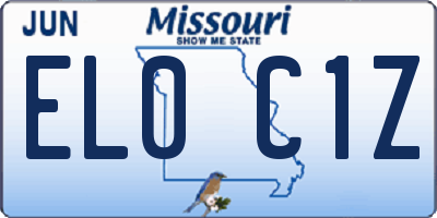 MO license plate EL0C1Z