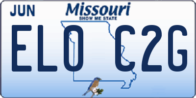 MO license plate EL0C2G
