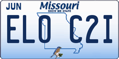 MO license plate EL0C2I