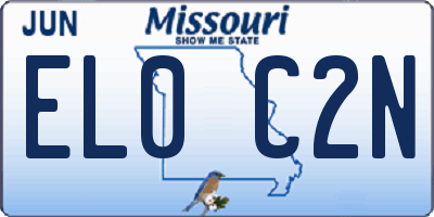 MO license plate EL0C2N