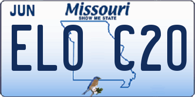 MO license plate EL0C2O