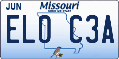 MO license plate EL0C3A