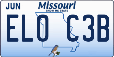 MO license plate EL0C3B