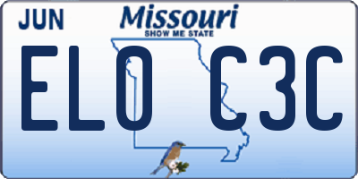 MO license plate EL0C3C