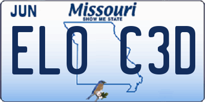 MO license plate EL0C3D