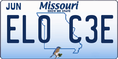 MO license plate EL0C3E