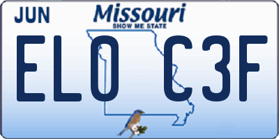 MO license plate EL0C3F