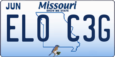 MO license plate EL0C3G