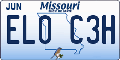 MO license plate EL0C3H