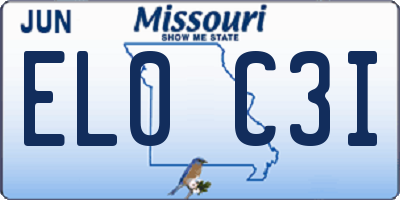 MO license plate EL0C3I