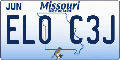 MO license plate EL0C3J