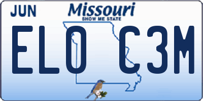 MO license plate EL0C3M