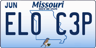 MO license plate EL0C3P