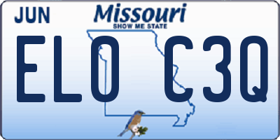 MO license plate EL0C3Q