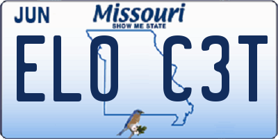 MO license plate EL0C3T