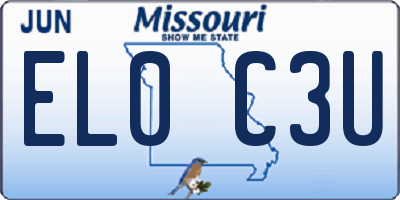 MO license plate EL0C3U