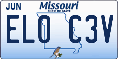 MO license plate EL0C3V