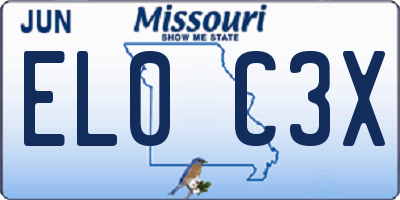 MO license plate EL0C3X