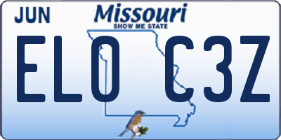 MO license plate EL0C3Z