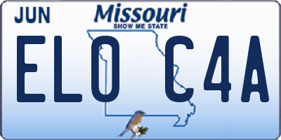 MO license plate EL0C4A