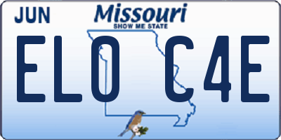 MO license plate EL0C4E