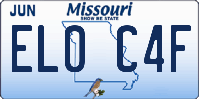 MO license plate EL0C4F