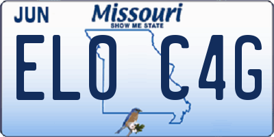 MO license plate EL0C4G