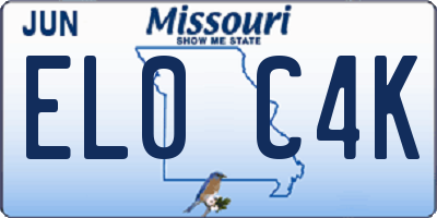 MO license plate EL0C4K