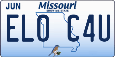 MO license plate EL0C4U