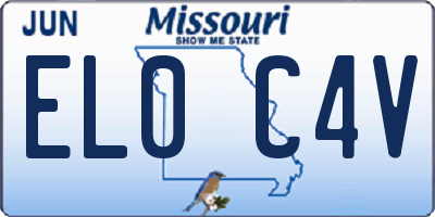 MO license plate EL0C4V