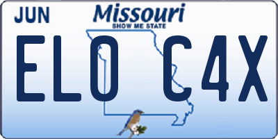 MO license plate EL0C4X