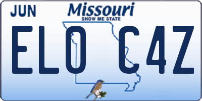 MO license plate EL0C4Z