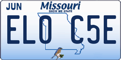 MO license plate EL0C5E