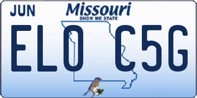 MO license plate EL0C5G