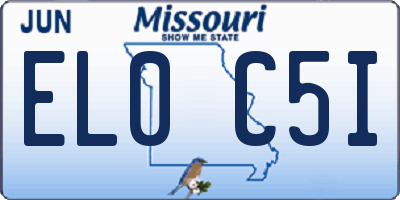 MO license plate EL0C5I