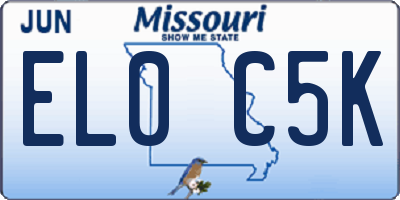 MO license plate EL0C5K