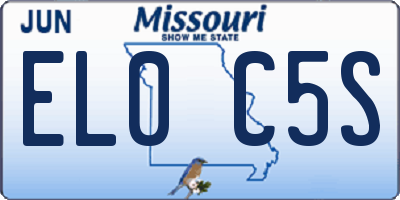 MO license plate EL0C5S