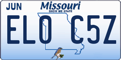 MO license plate EL0C5Z